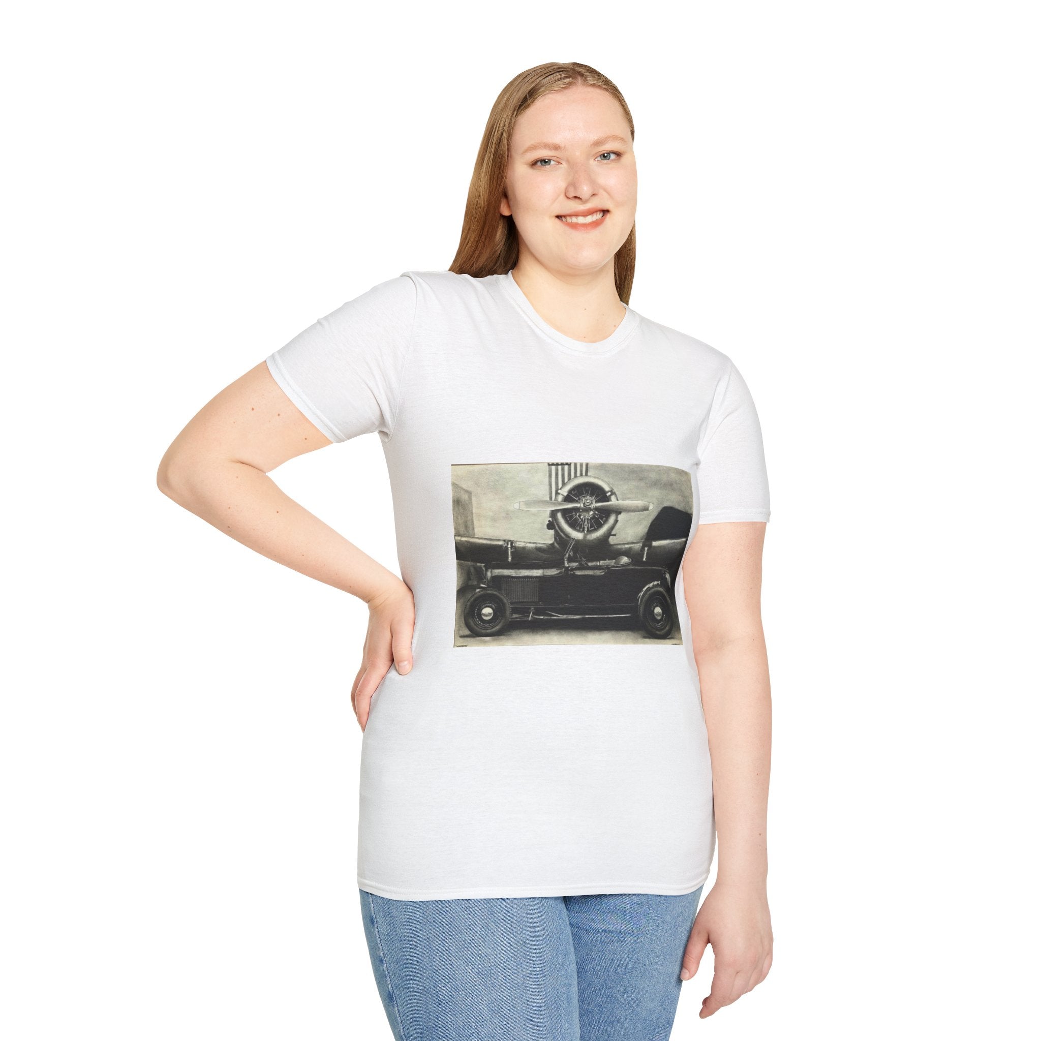 Speed & Sky Softstyle T-Shirt, WW2 Airplane, Hotrod Roadster