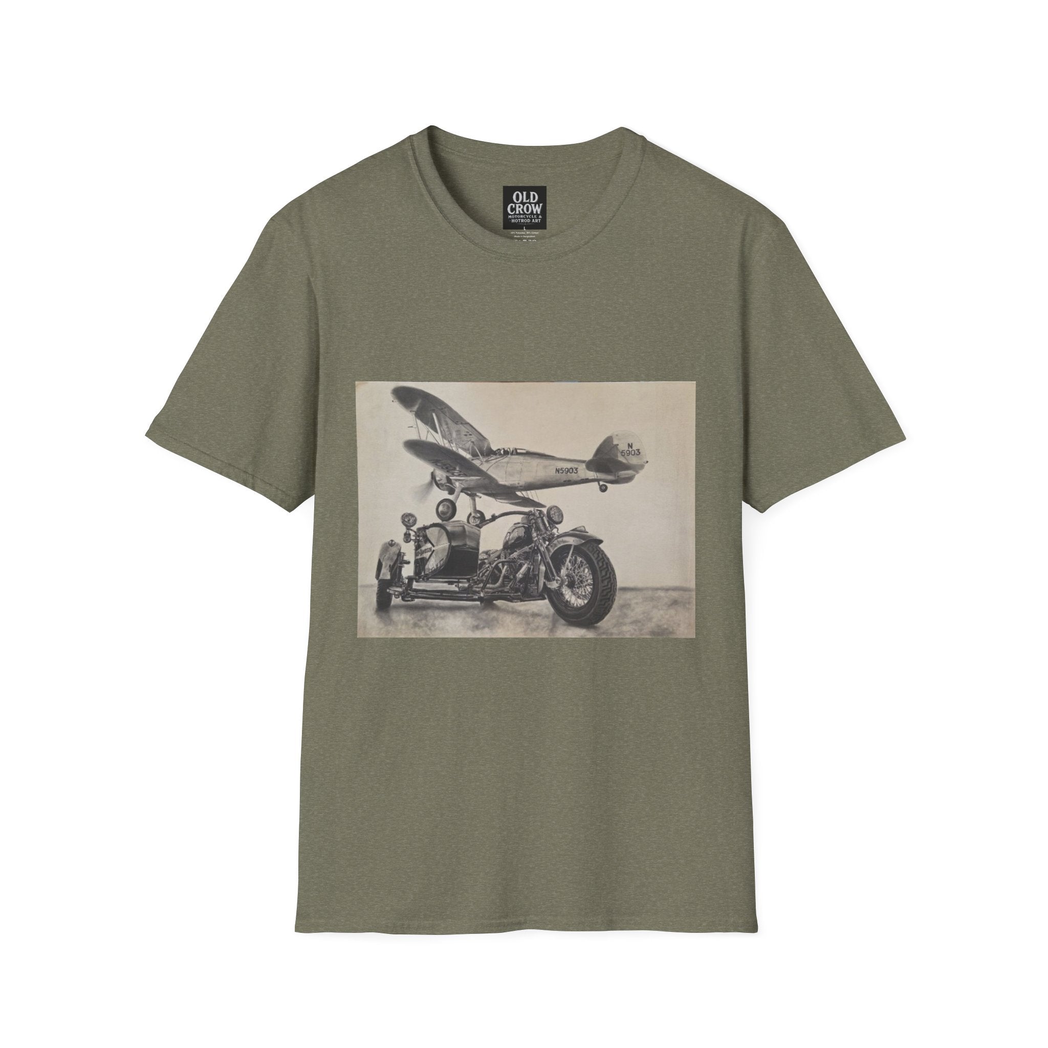 Aviation and Motorcycle Heritage Print  T-Shirt