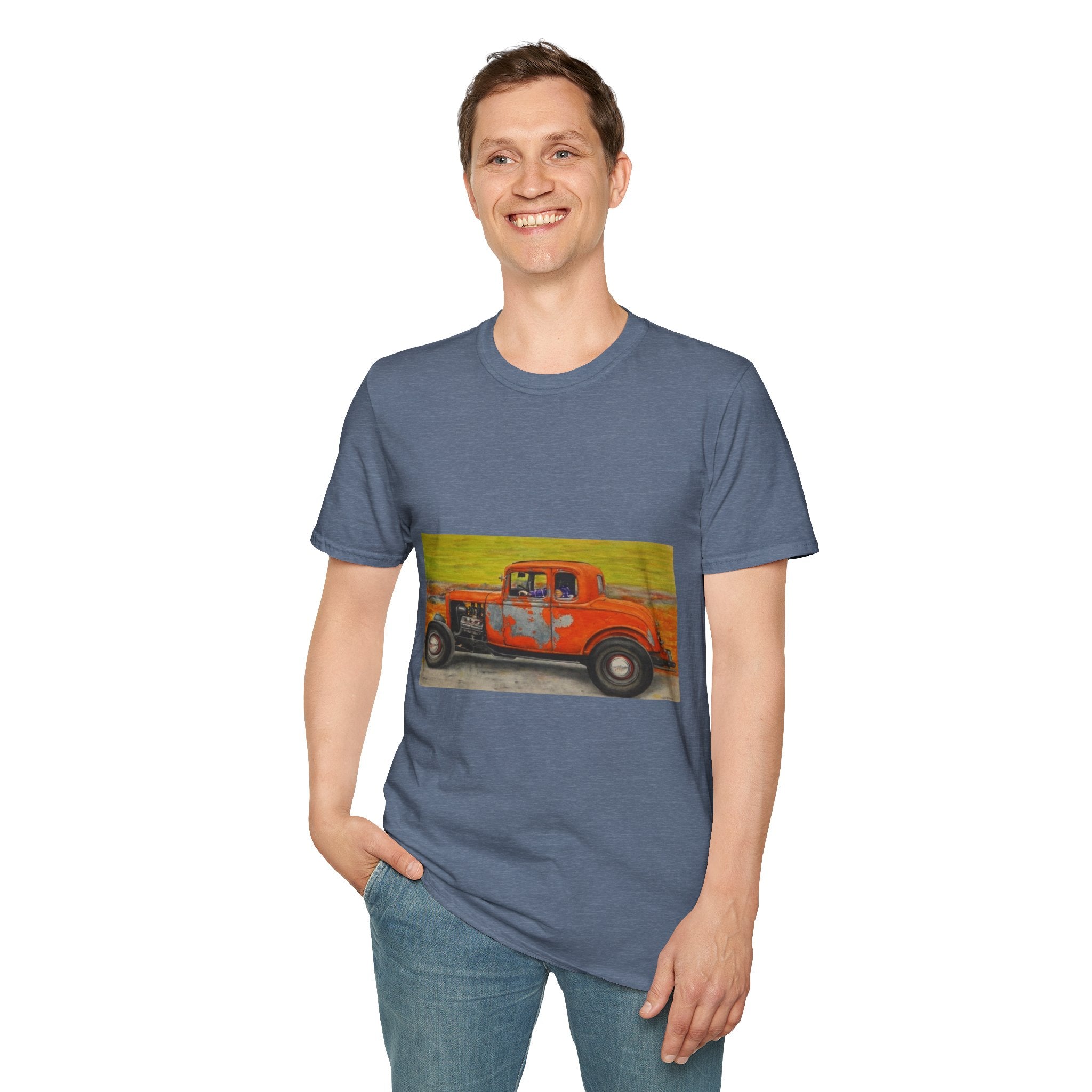 Vintage Hotrod in Motion Softstyle T-Shirt, " Book'n"