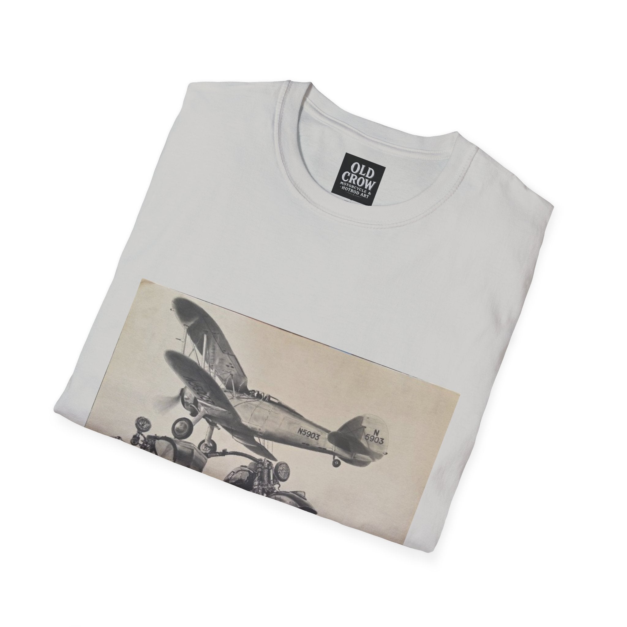 Aviation and Motorcycle Heritage Print  T-Shirt