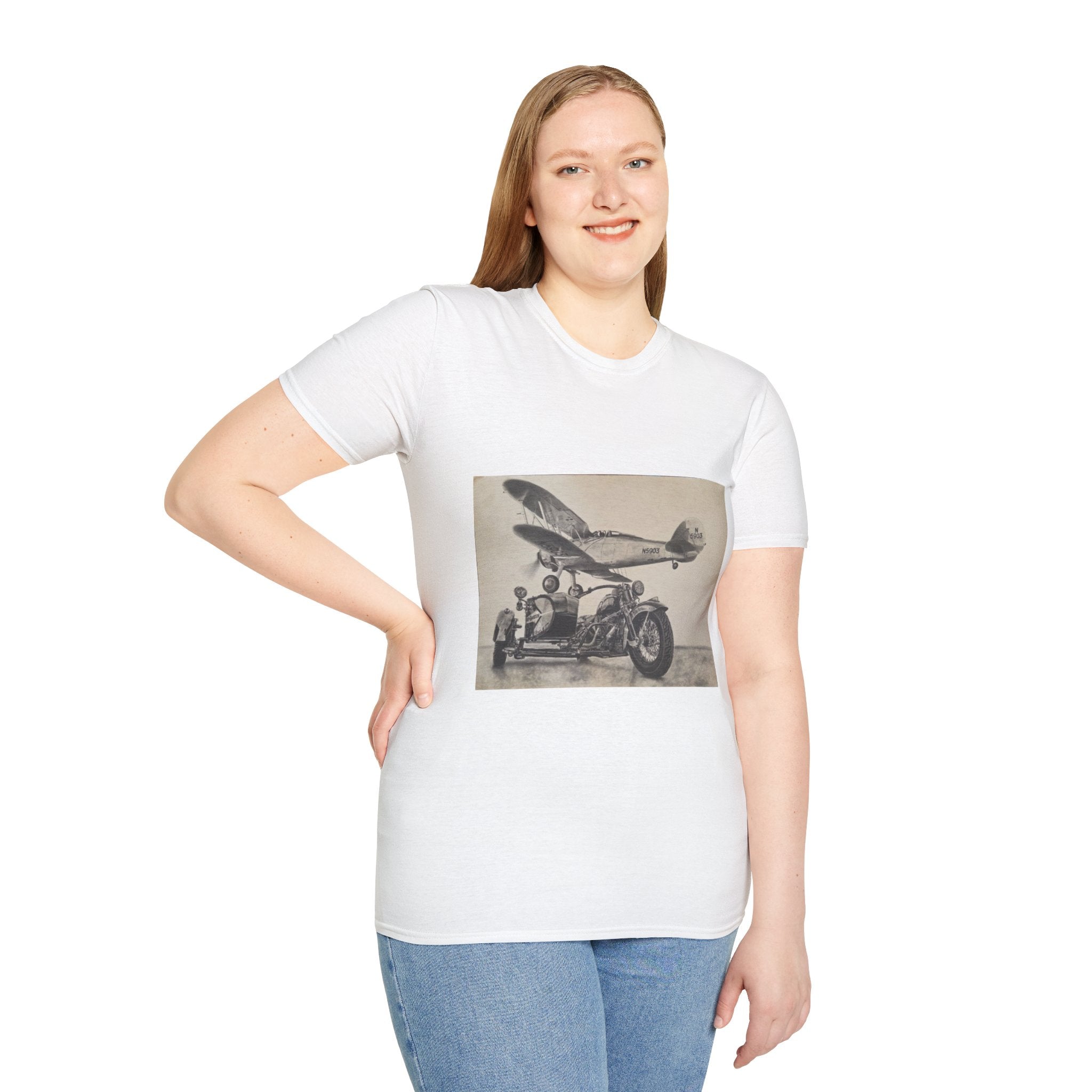 Aviation and Motorcycle Heritage Print  T-Shirt