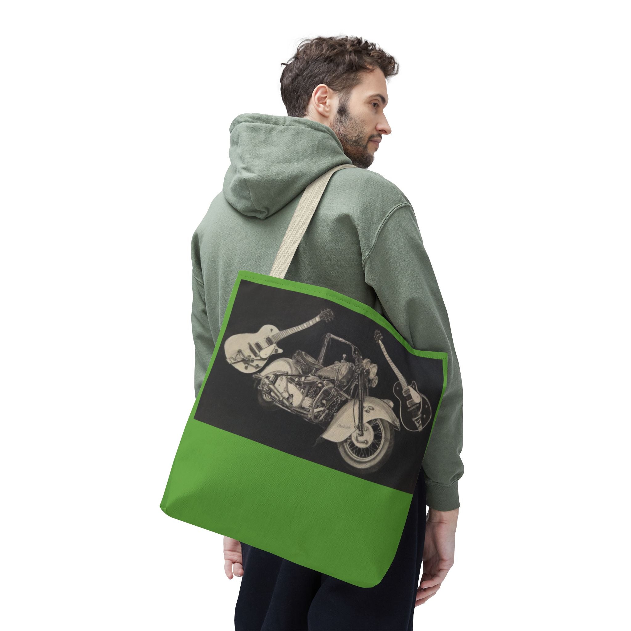 Two Wheels, Six Strings Tote Bag