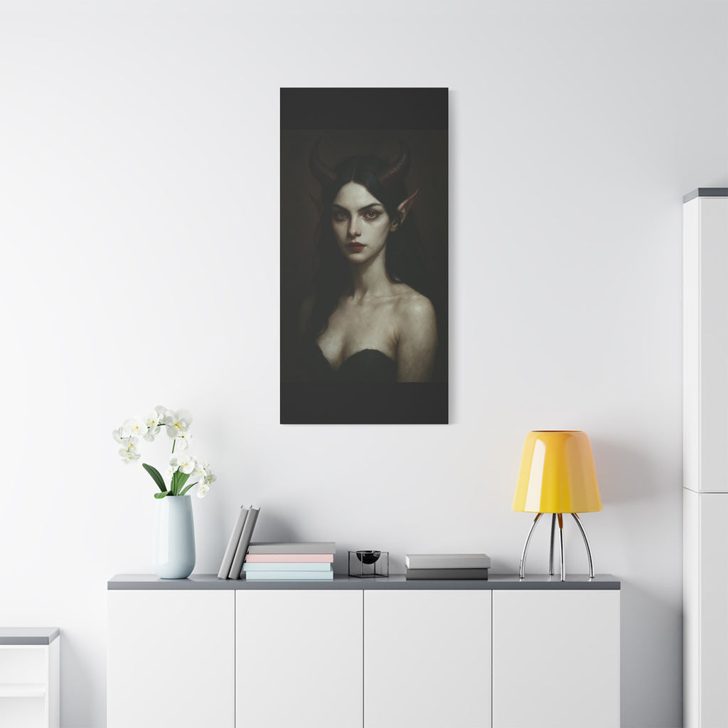 Gothic Art Canvas Print, Demon Aesthetic Home Decor, Dark Fantasy Wall Art, Witchy Room Decoration, Unique Gift for Halloween, Edgy Art