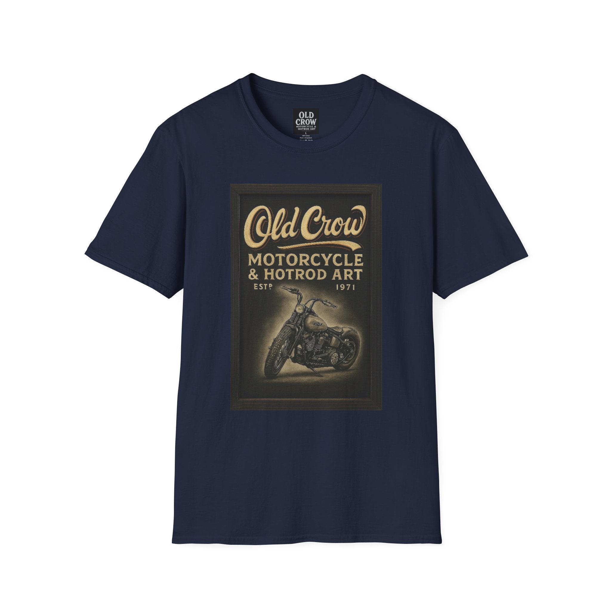 Old Crow Motorcycle & Hotrod Art Softstyle T-Shirt