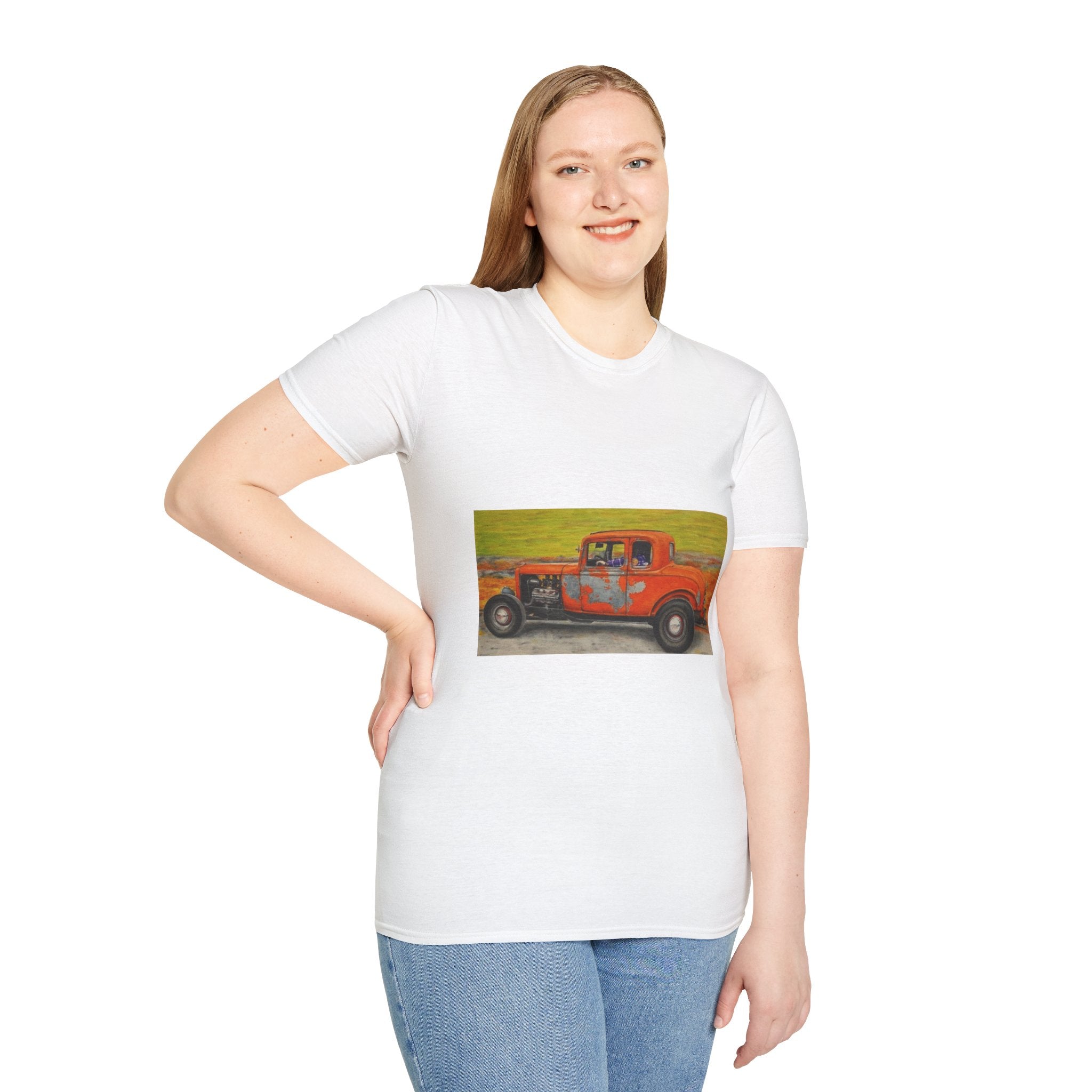 Vintage Hotrod in Motion Softstyle T-Shirt, " Book'n"