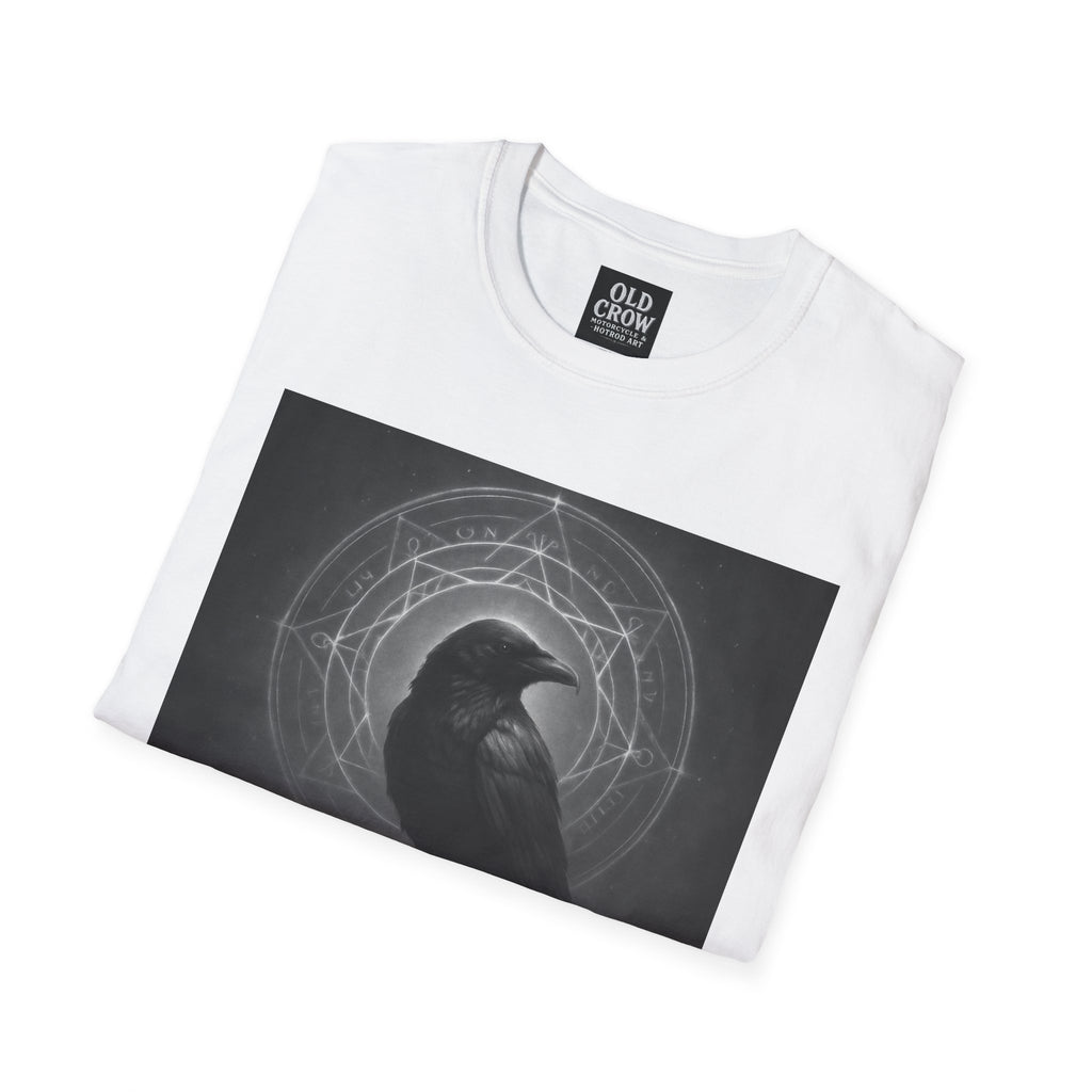 Dark Magic Raven Illustration T-Shirt, Black & White