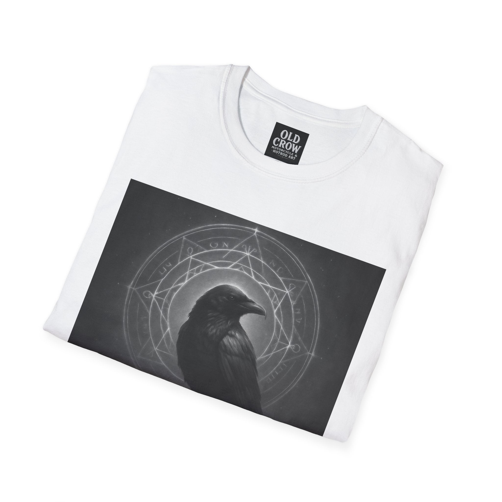 Dark Magic Raven Illustration T-Shirt, Black & White