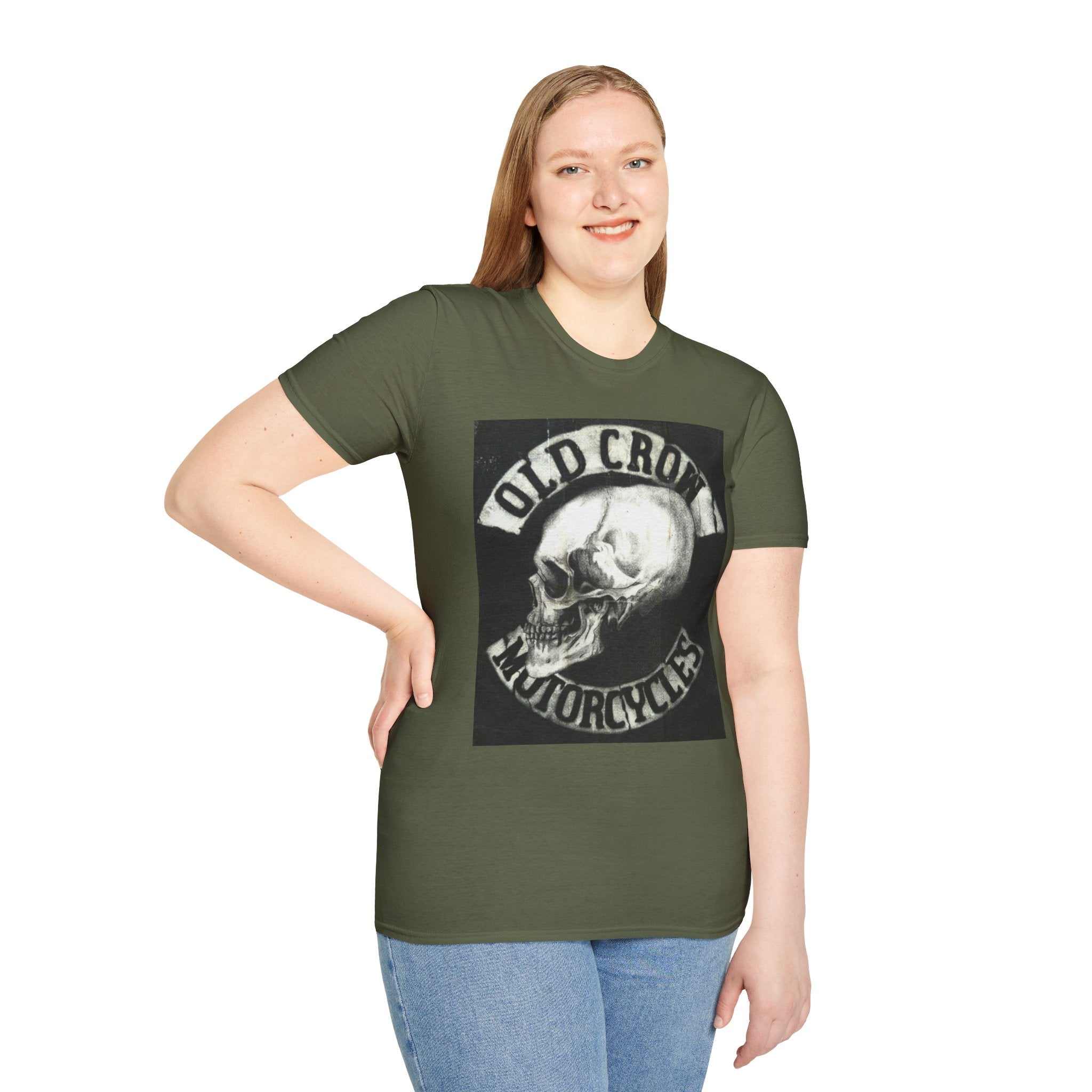 Old Crow Motorcycles Skull Emblem Patch T-Shirt