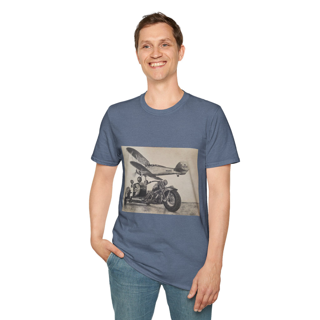 Aviation and Motorcycle Heritage Print  T-Shirt