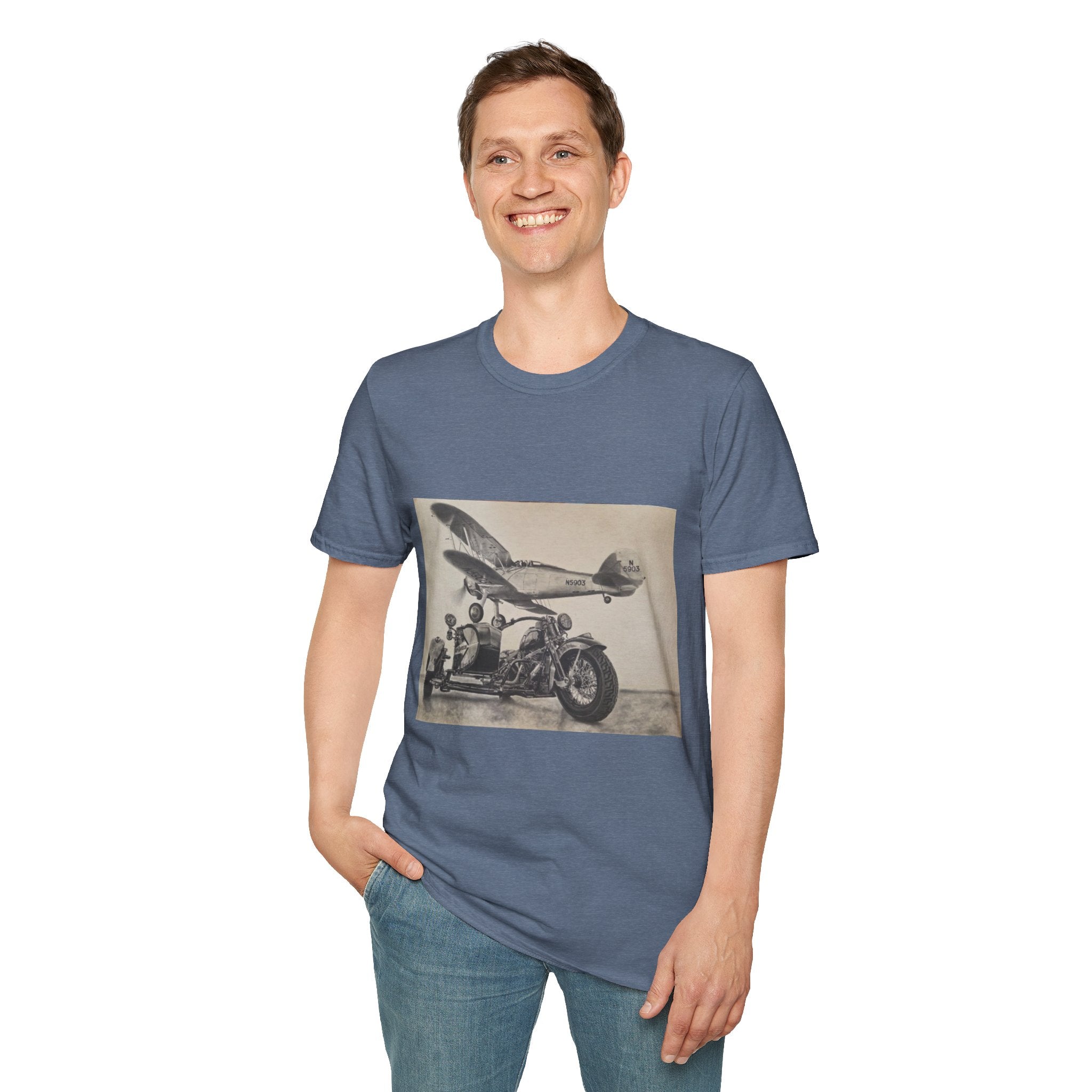 Aviation and Motorcycle Heritage Print  T-Shirt