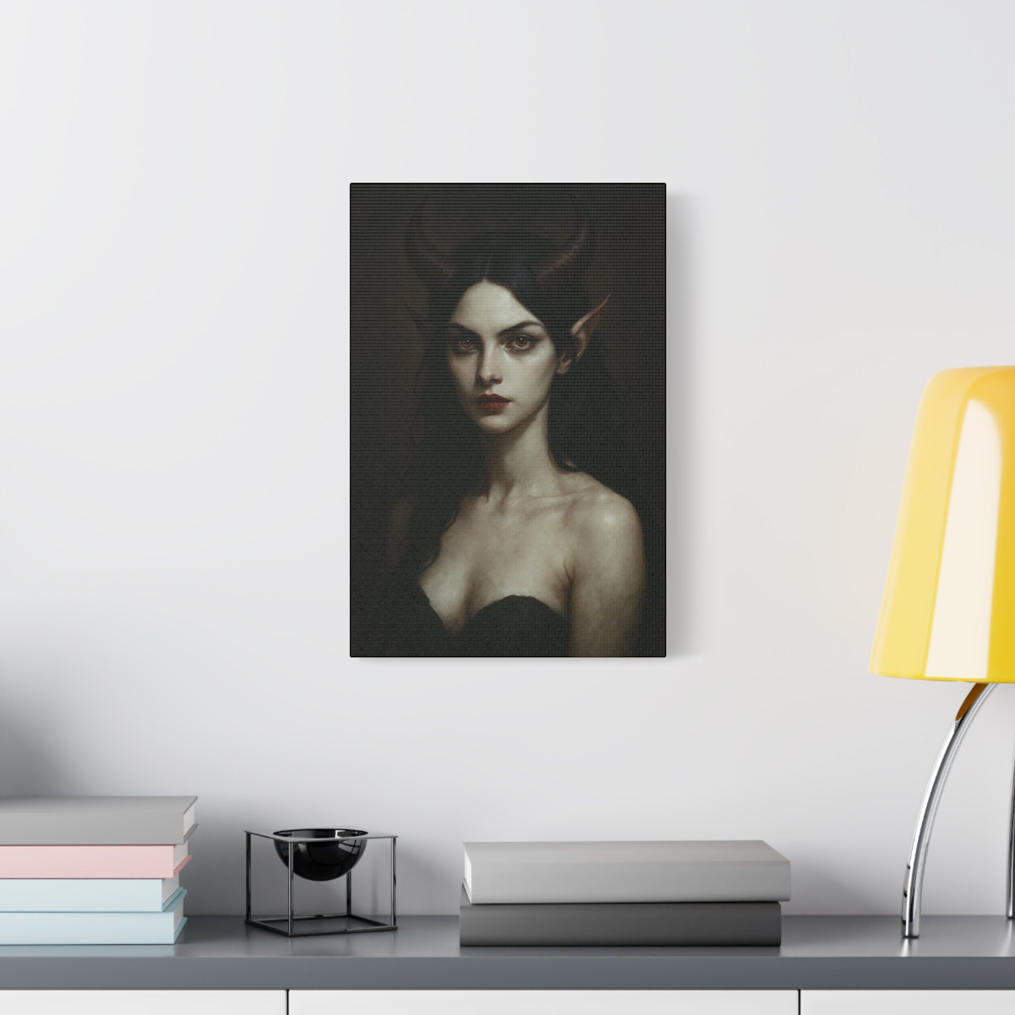 Gothic Art Canvas Print, Demon Aesthetic Home Decor, Dark Fantasy Wall Art, Witchy Room Decoration, Unique Gift for Halloween, Edgy Art