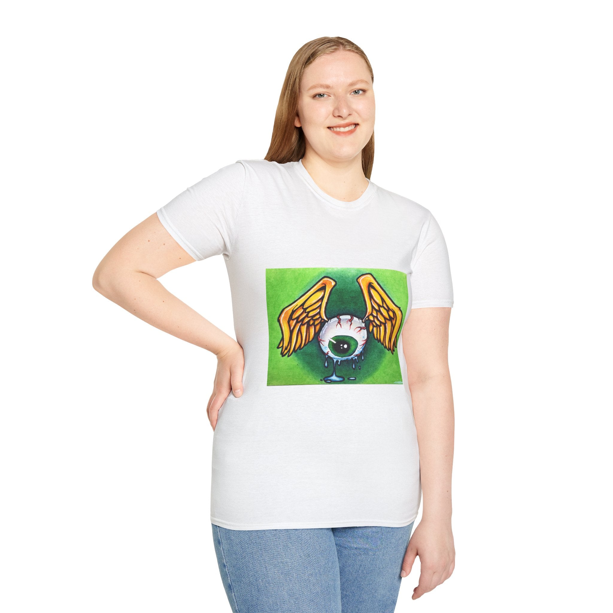 Flying Eyeball Art Print Softstyle T-Shirt