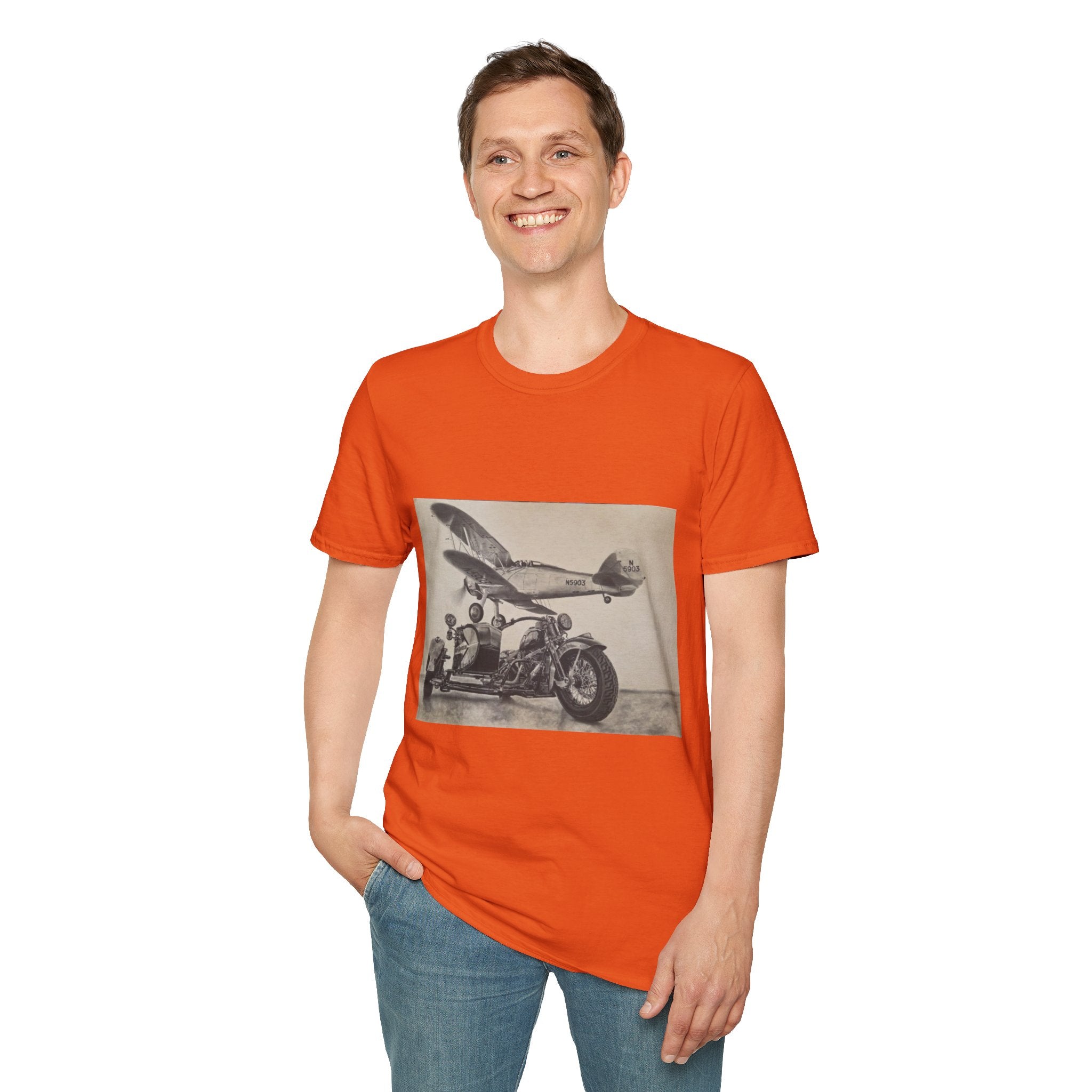 Aviation and Motorcycle Heritage Print  T-Shirt