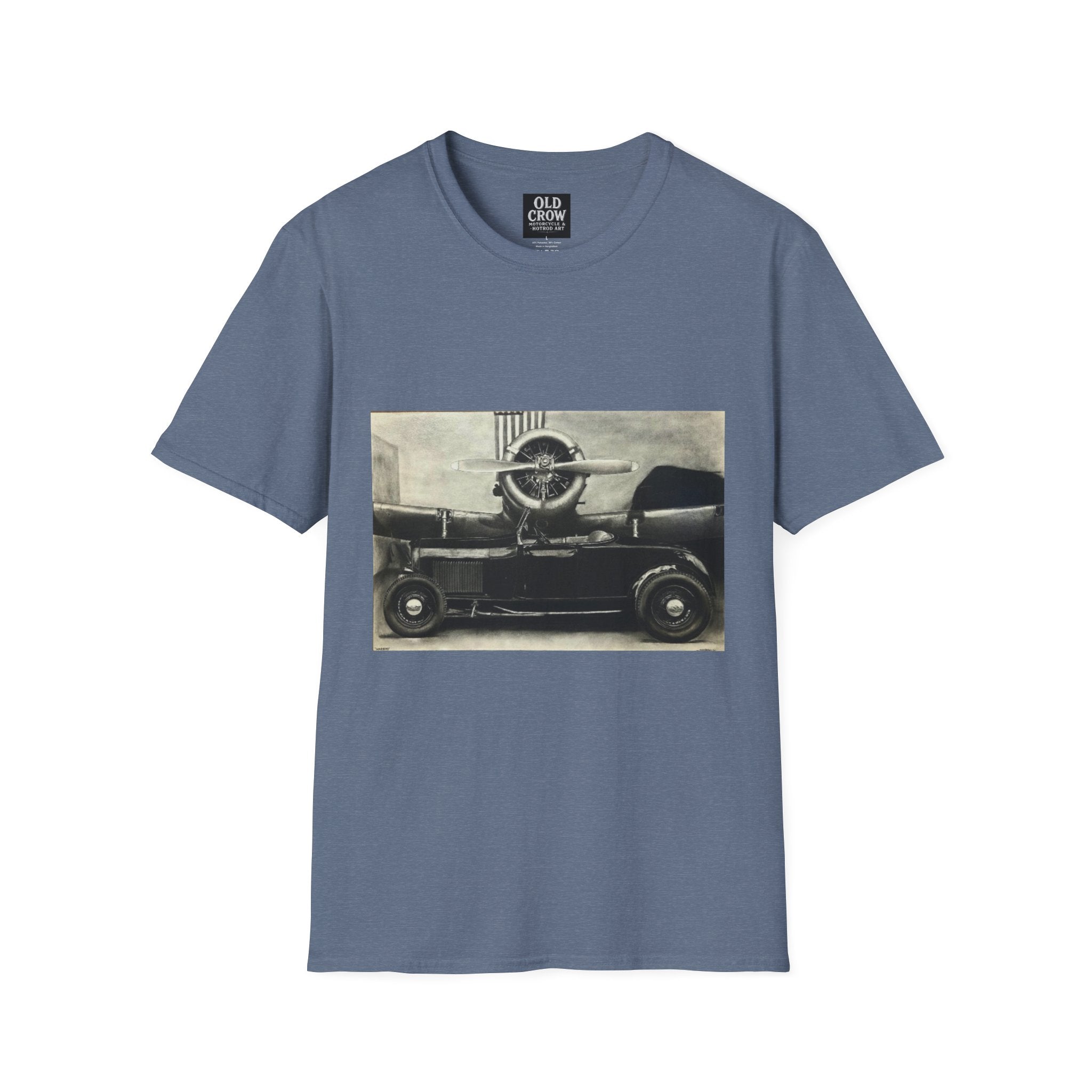 Speed & Sky Softstyle T-Shirt, WW2 Airplane, Hotrod Roadster