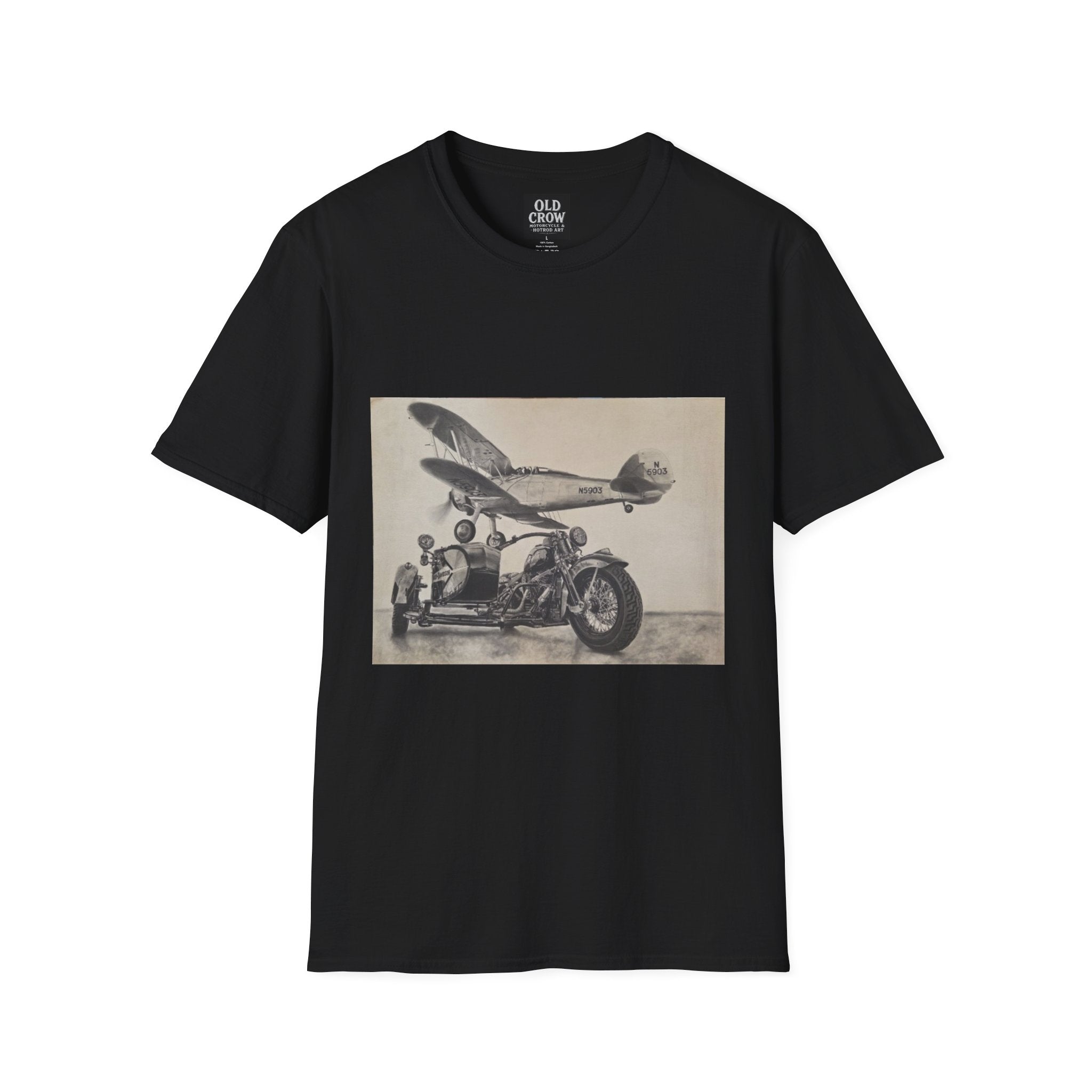 Aviation and Motorcycle Heritage Print  T-Shirt