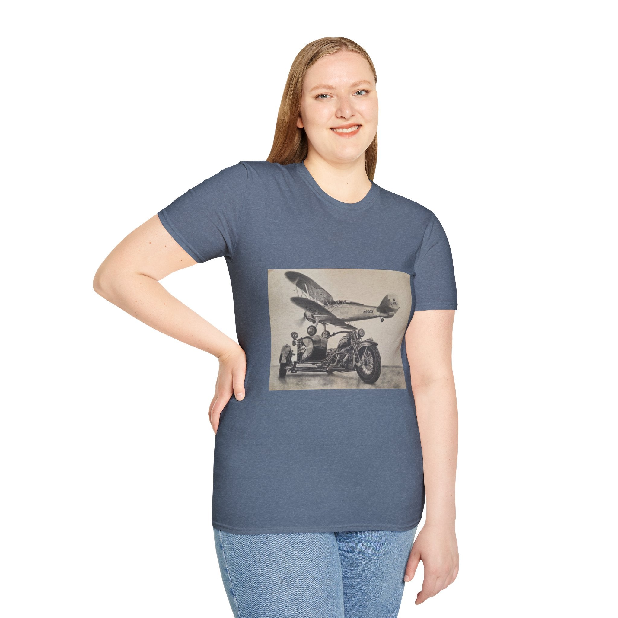 Aviation and Motorcycle Heritage Print  T-Shirt