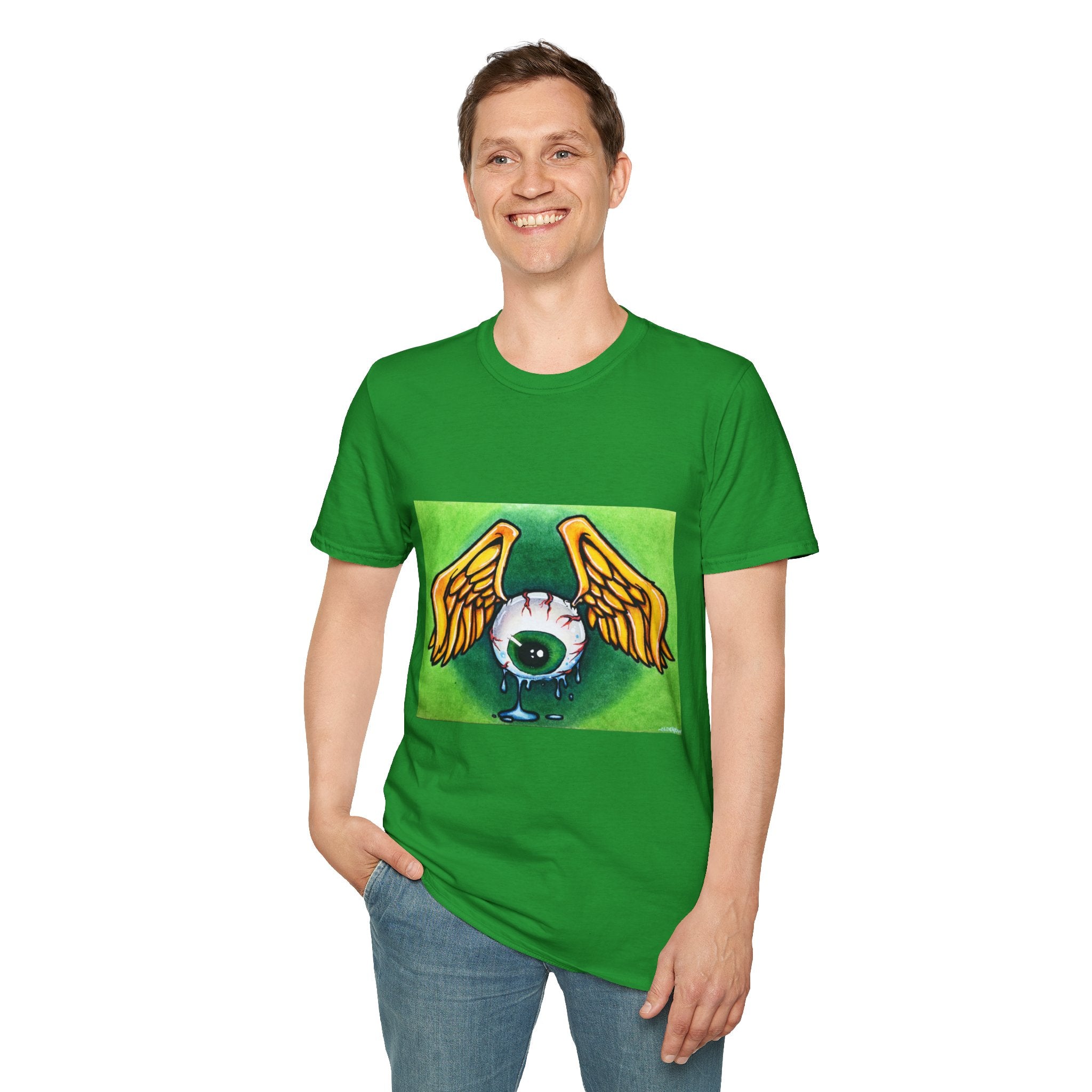 Flying Eyeball Art Print Softstyle T-Shirt
