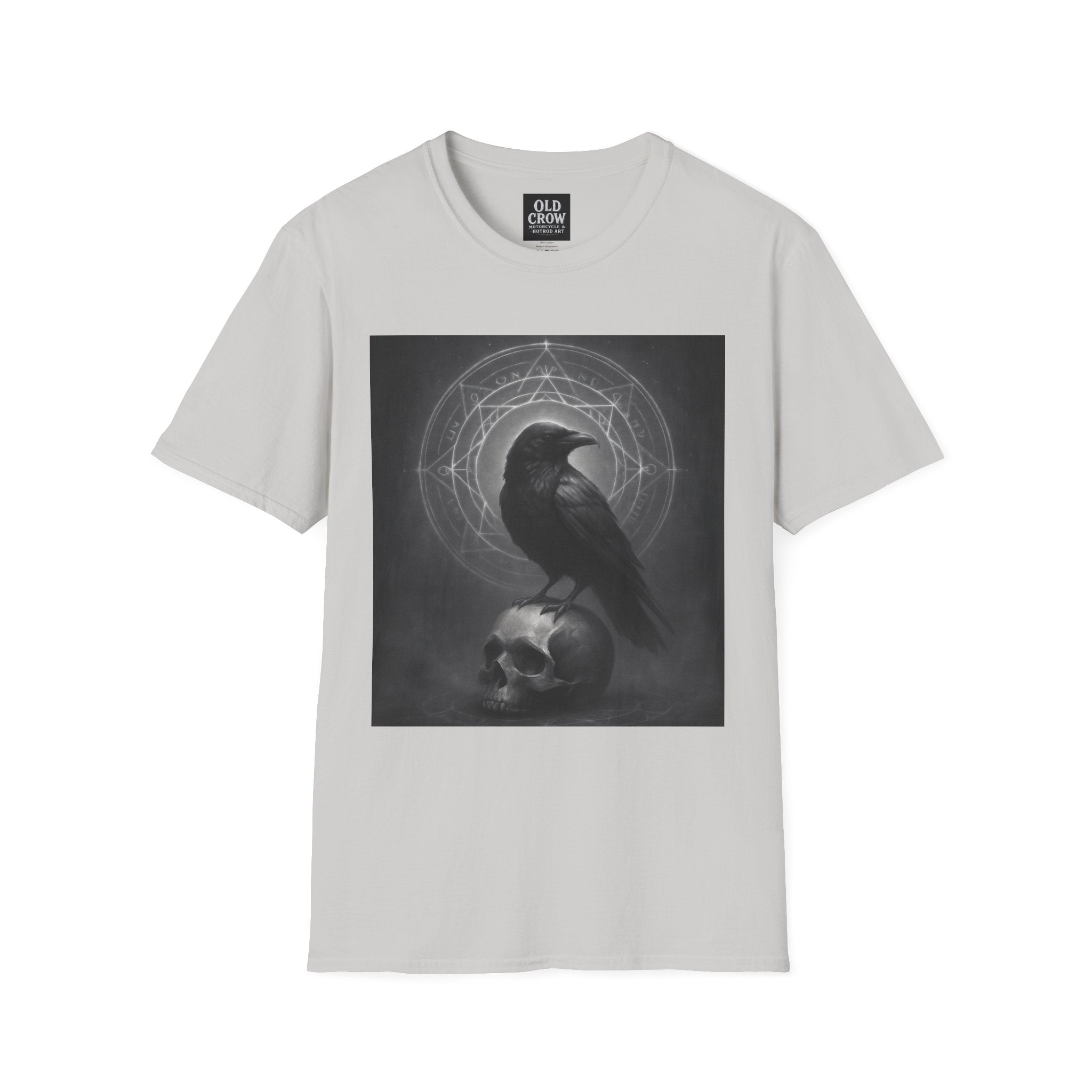 Dark Magic Raven Illustration T-Shirt, Black & White