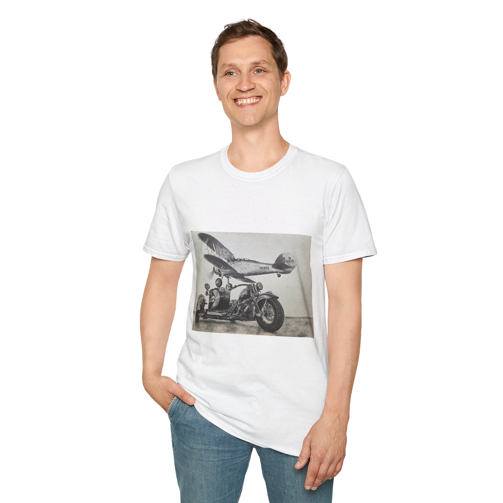 Old-School Aviation Meets Two Wheels T-Shirt
