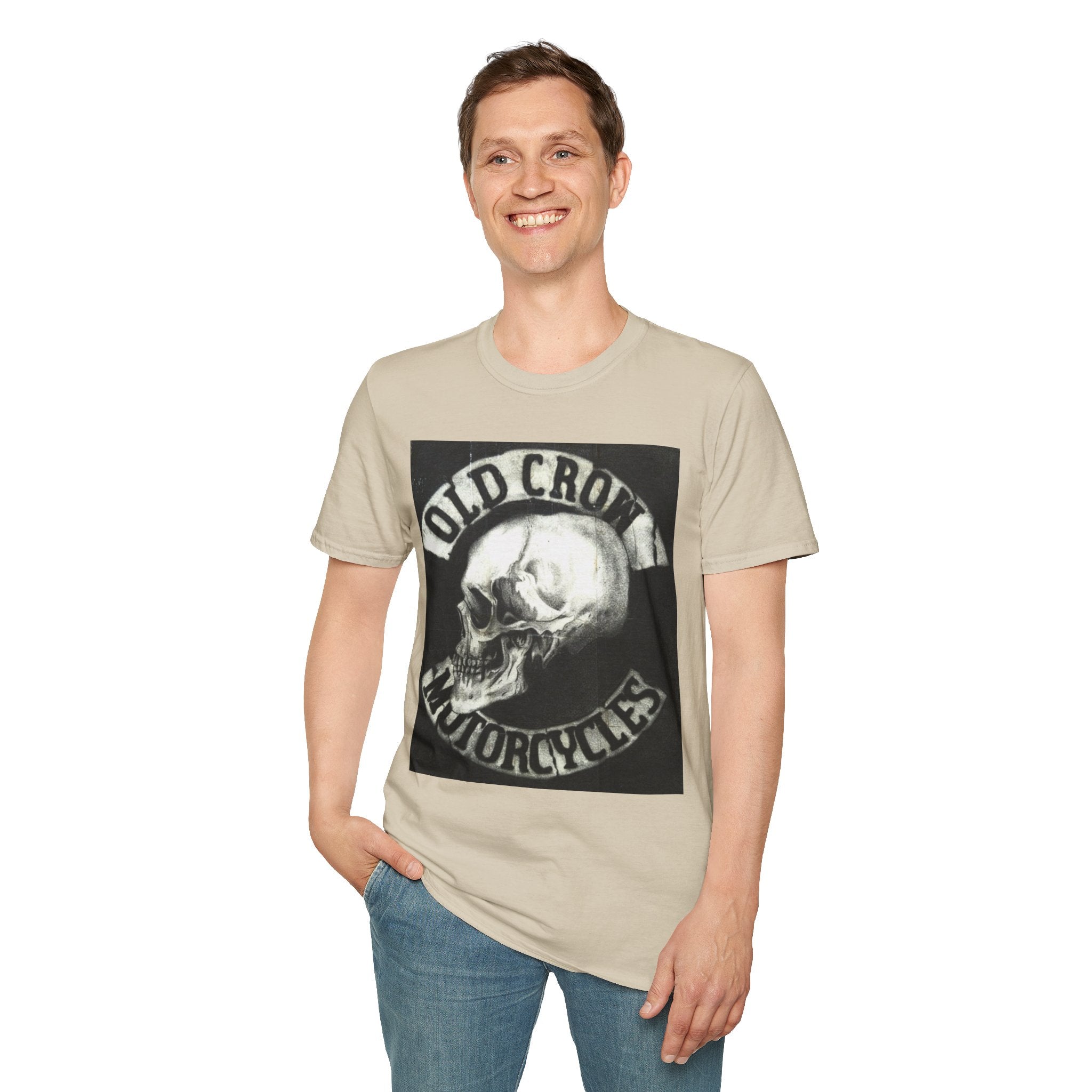 Old Crow Motorcycles Skull Emblem Patch T-Shirt