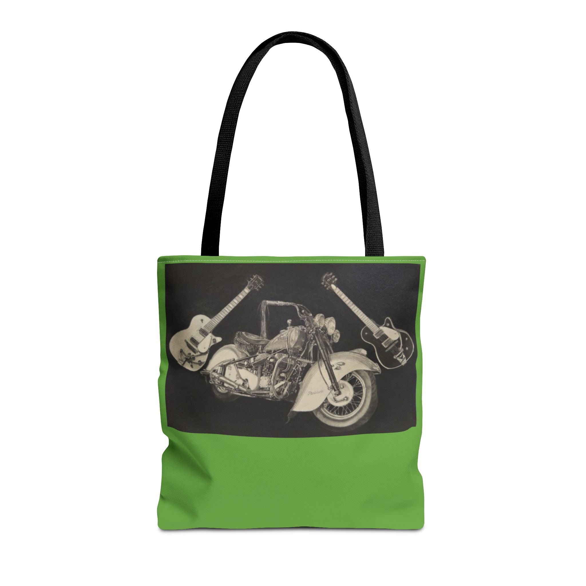 Two Wheels, Six Strings Tote Bag