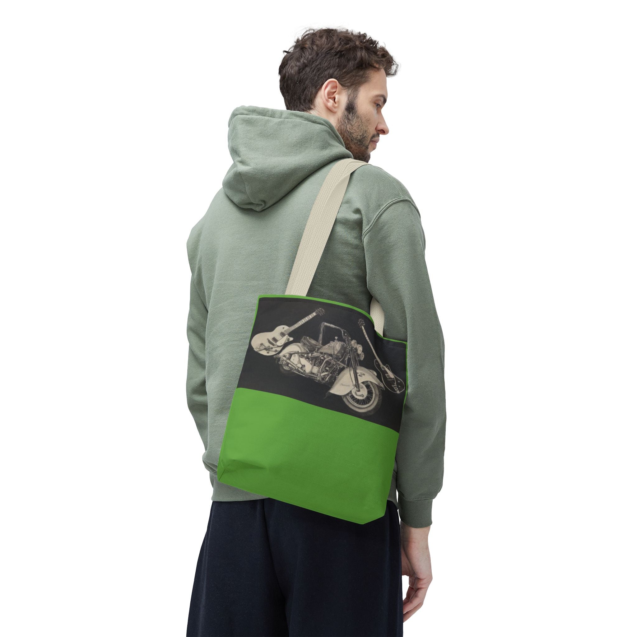 Two Wheels, Six Strings Tote Bag