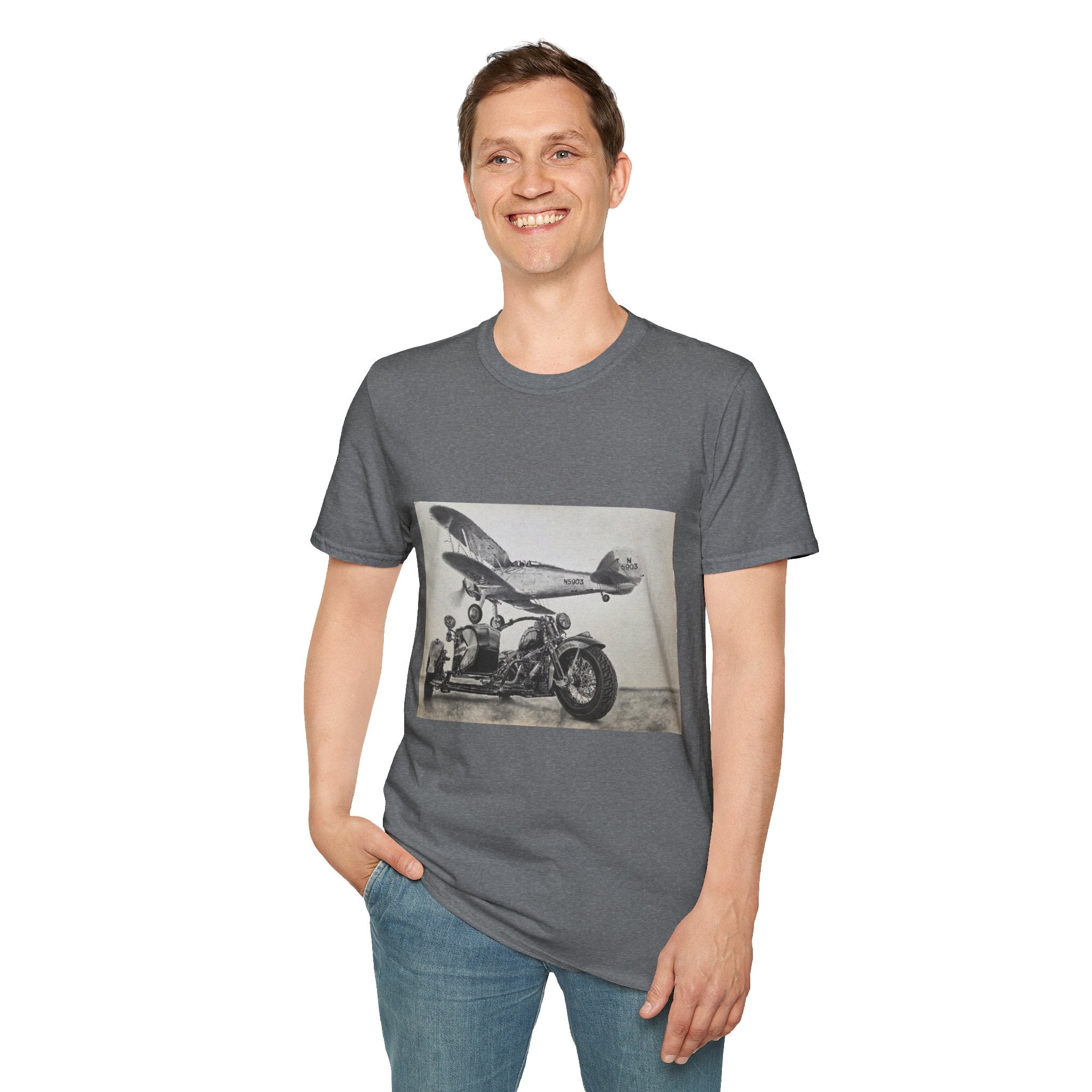 Old-School Aviation Meets Two Wheels T-Shirt