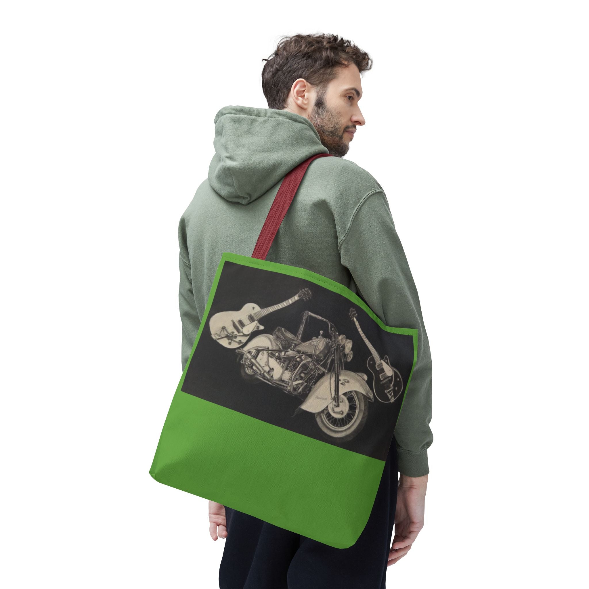Two Wheels, Six Strings Tote Bag